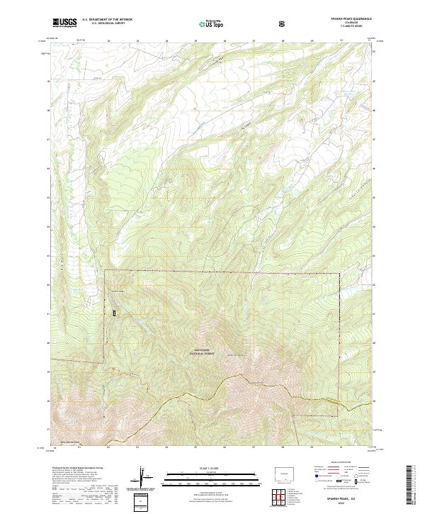 Spanish Peaks, CO — USGS 7.5-minute topo (2022)