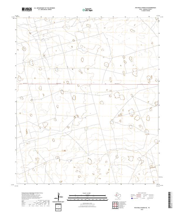 Five Wells Ranch SE, TX — USGS 7.5-minute topo (2022)