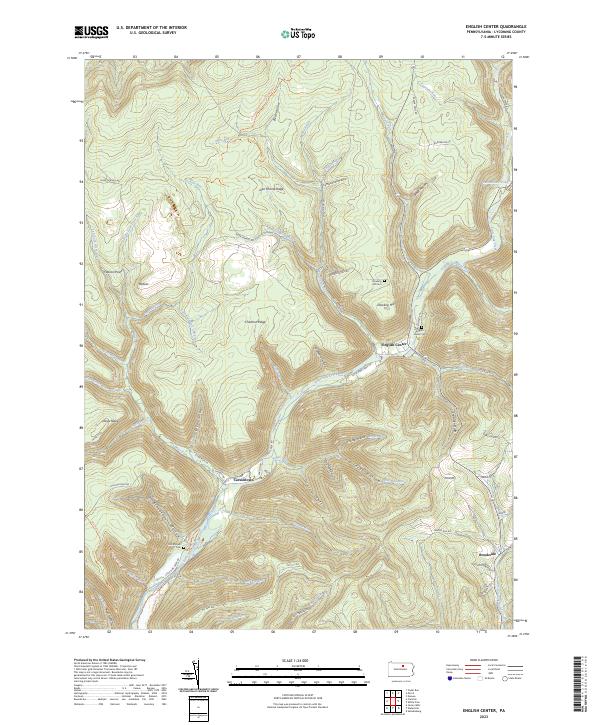 English Center, PA — USGS 7.5-minute topo (2023)