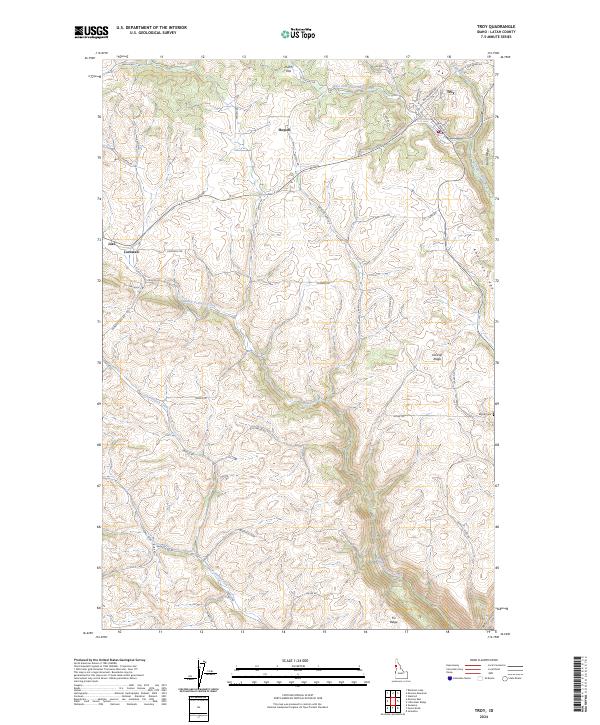 Troy, ID — USGS 7.5-minute topo (2024)