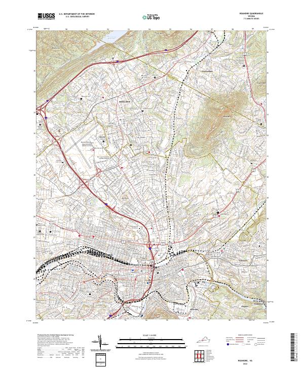 Roanoke, VA — USGS 7.5-minute topo (2022)