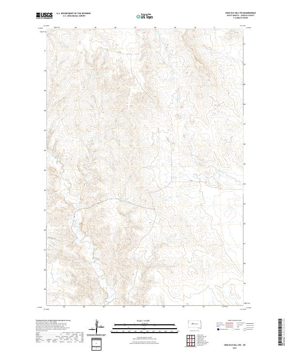 High Elk Hill SW, SD — USGS 7.5-minute topo (2021)