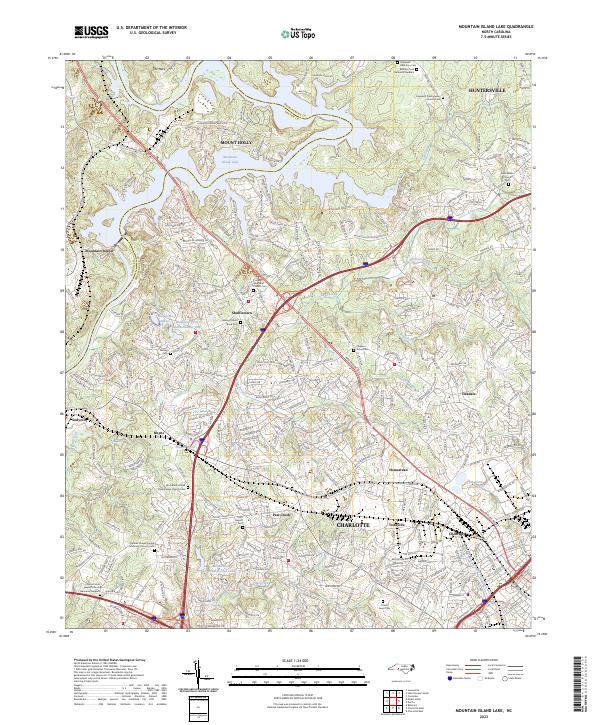 Mountain Island Lake, NC — USGS 7.5-minute topo (2023)