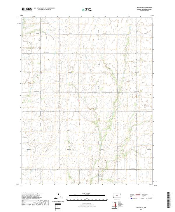 Canton SW, KS — USGS 7.5-minute topo (2022)