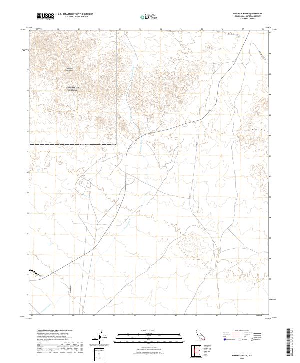 Ninemile Wash, CA — USGS 7.5-minute topo (2021)