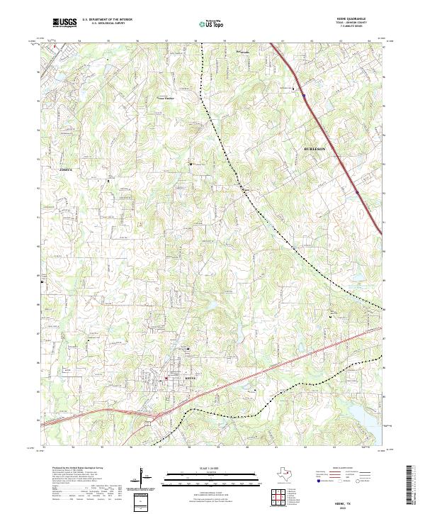Keene, TX — USGS 7.5-minute topo (2022)