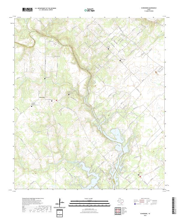 Schroeder, TX — USGS 7.5-minute topo (2022)