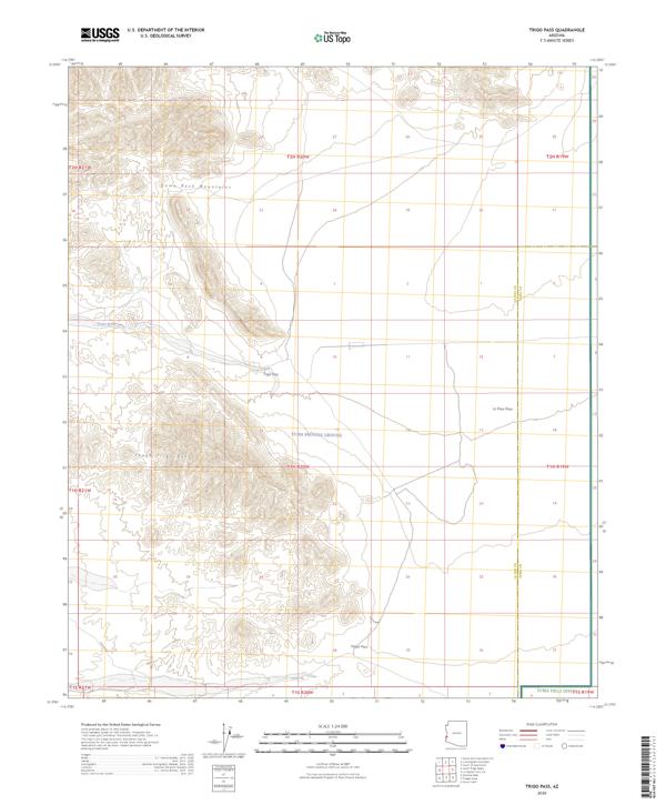 Trigo Pass, AZ — USGS 7.5-minute topo (2026)
