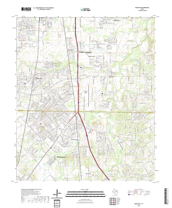 Burleson, TX — USGS 7.5-minute topo (2022)