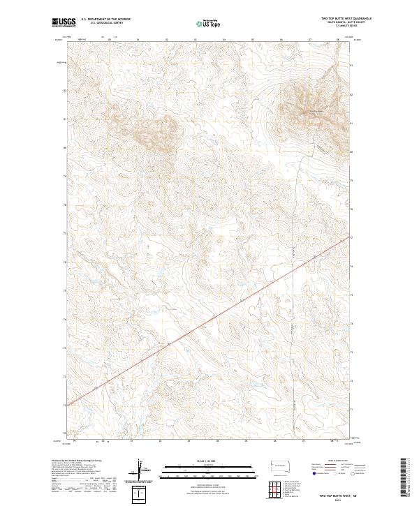 Two Top Butte West, SD — USGS 7.5-minute topo (2021)