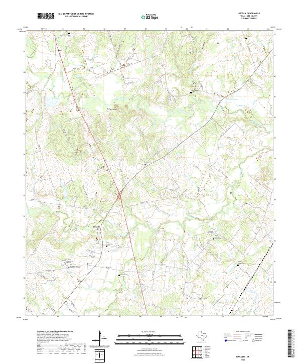Lincoln, TX — USGS 7.5-minute topo (2022)