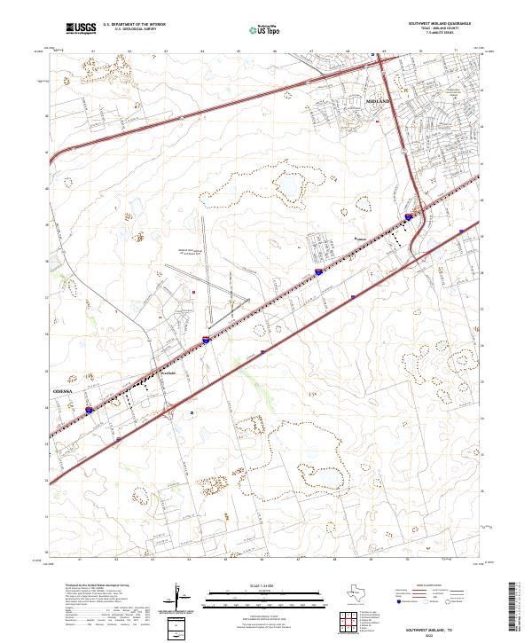 Southwest Midland, TX — USGS 7.5-minute topo (2022)