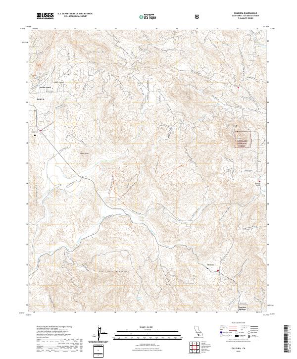 Dulzura, CA — USGS 7.5-minute topo (2021)