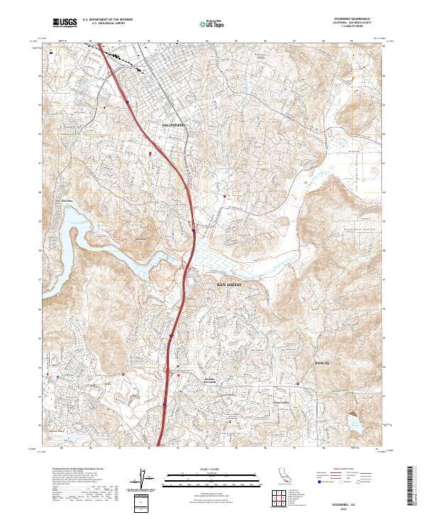 Escondido, CA — USGS 7.5-minute topo (2022)