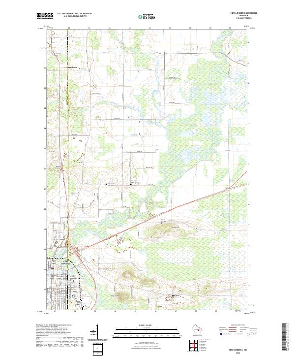 New London, WI — USGS 7.5-minute topo (2022)