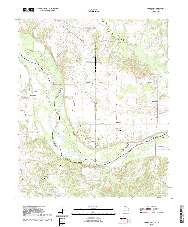 Spanish Fort, TX-OK — USGS 7.5-minute topo (2022)