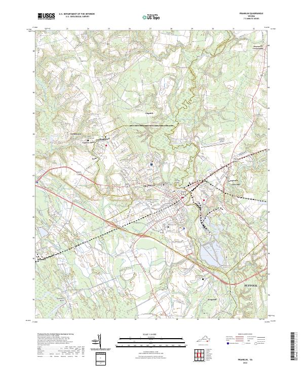 Franklin, VA — USGS 7.5-minute topo (2022)