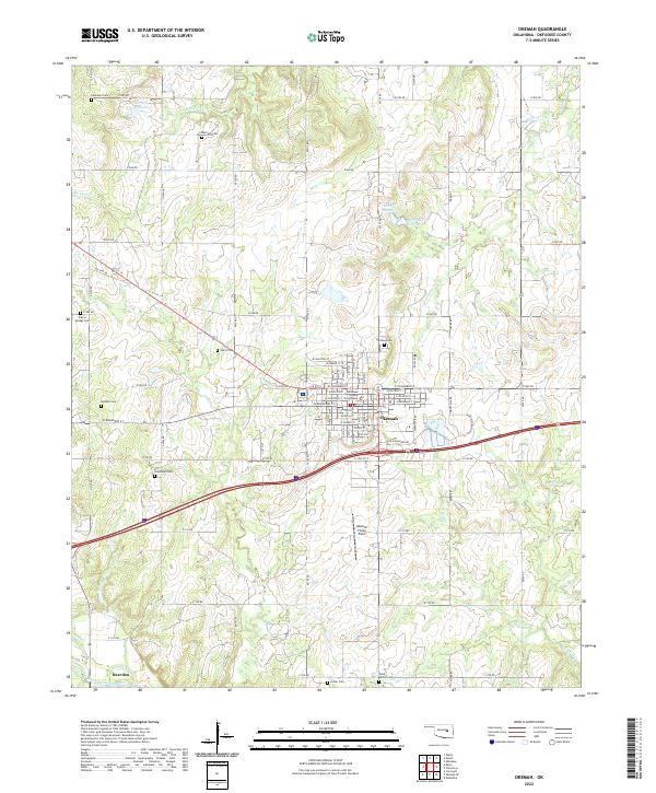 Okemah, OK — USGS 7.5-minute topo (2022)