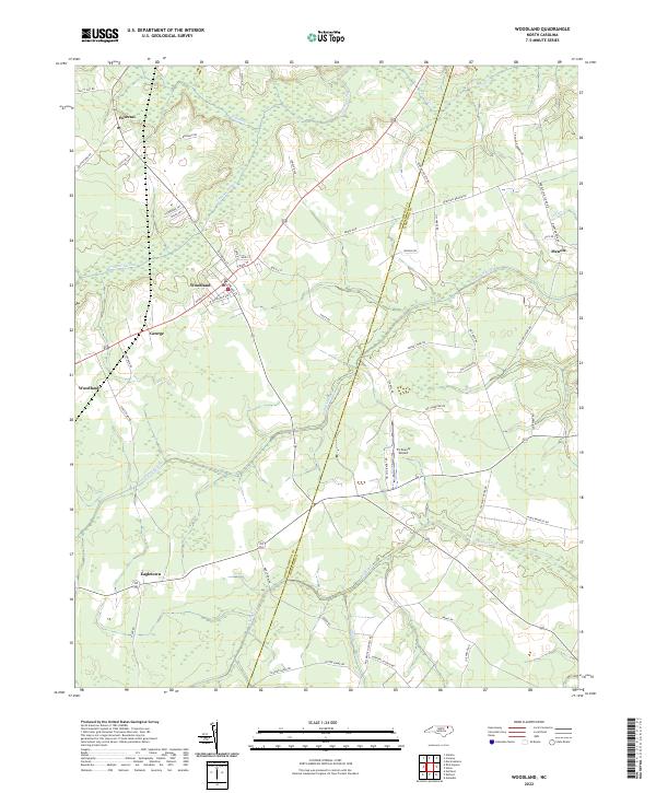 Woodland, NC — USGS 7.5-minute topo (2022)