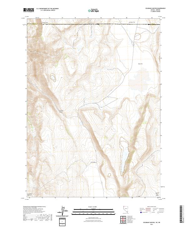 Coleman Canyon, NV-OR — USGS 7.5-minute topo (2021)