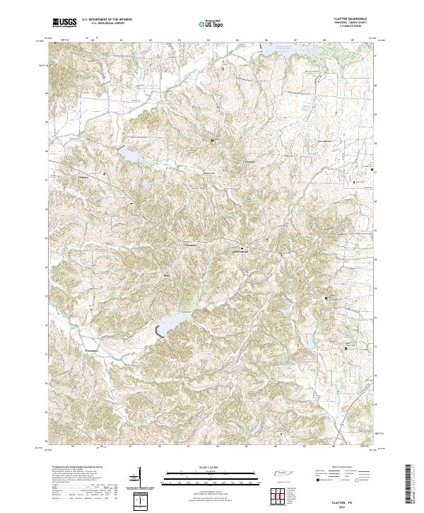 Clayton, TN — USGS 7.5-minute topo (2022)