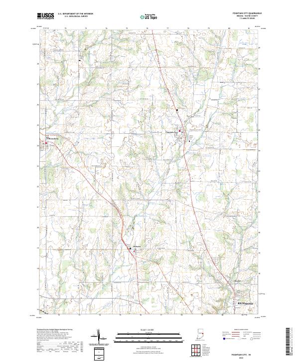 Fountain City, IN — USGS 7.5-minute topo (2022)