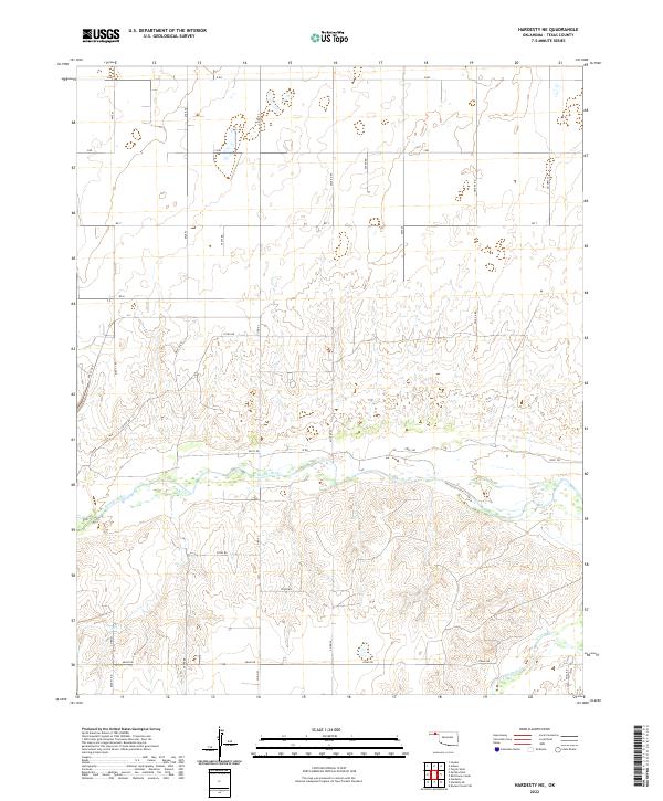 Hardesty NE, OK — USGS 7.5-minute topo (2022)