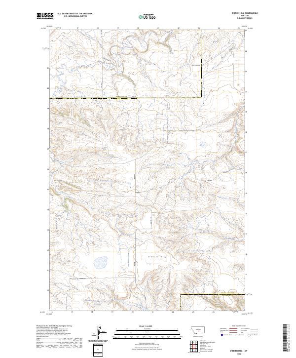 O'Brien Hill, MT — USGS 7.5-minute topo (2024)