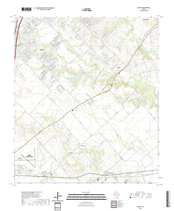 Uhland, TX — USGS 7.5-minute topo (2022)