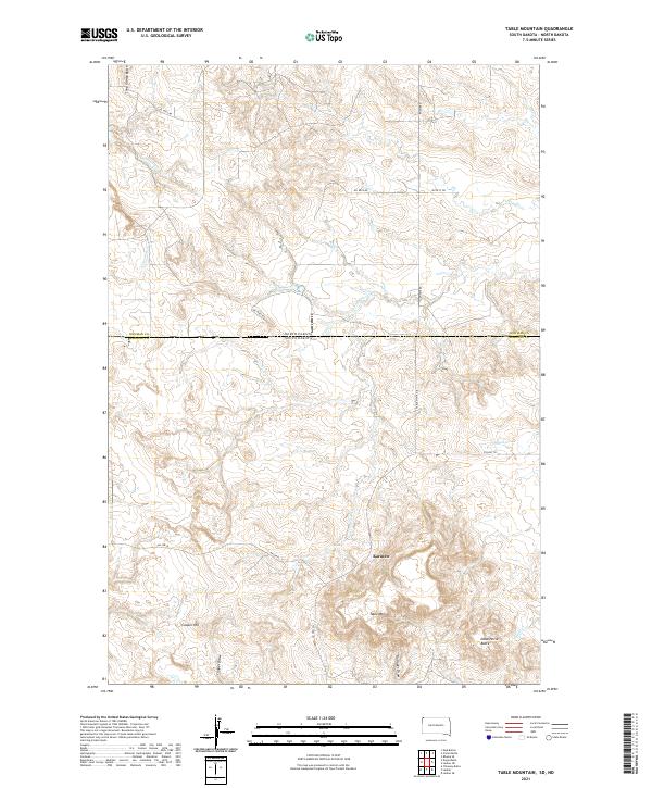 Table Mountain, SD-ND — USGS 7.5-minute topo (2021)