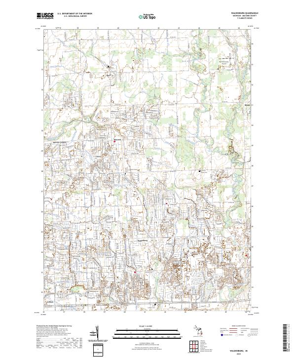 Waldenburg, MI — USGS 7.5-minute topo (2023)