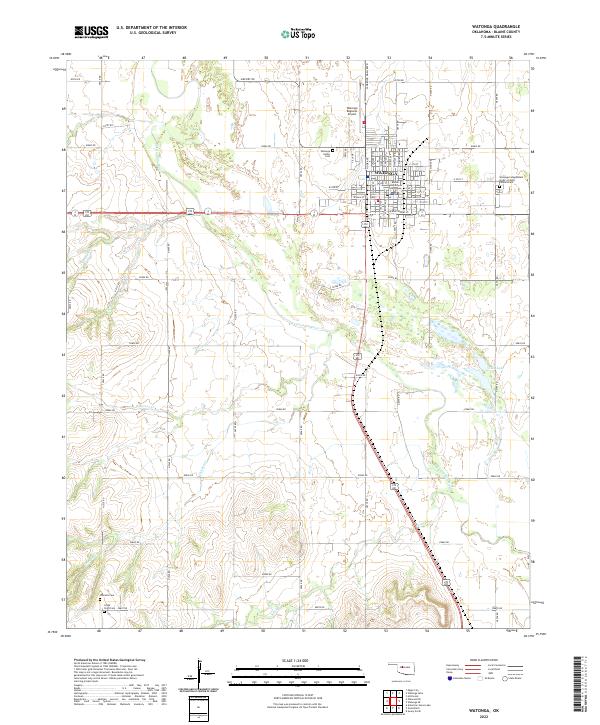 Watonga, OK — USGS 7.5-minute topo (2022)