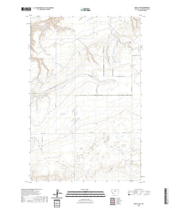 Rocky Lake, MT — USGS 7.5-minute topo (2024)