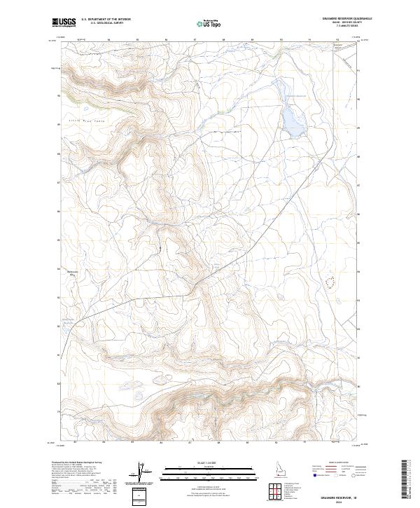 Grasmere Reservoir, ID — USGS 7.5-minute topo (2024)