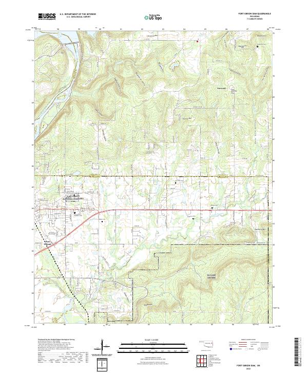 Fort Gibson Dam, OK — USGS 7.5-minute topo (2022)