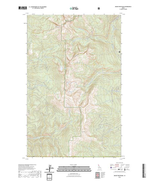 Mount Roothaan, ID — USGS 7.5-minute topo (2024)