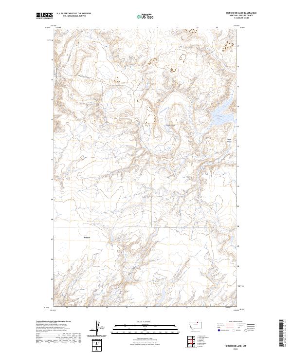 Horseshoe Lake, MT — USGS 7.5-minute topo (2024)