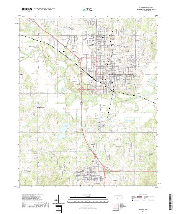 Shawnee, OK — USGS 7.5-minute topo (2022)