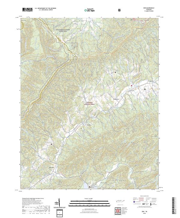 Doe, TN — USGS 7.5-minute topo (2022)