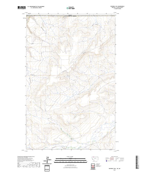 Bushnell Hill, MT-AB — USGS 7.5-minute topo (2024)
