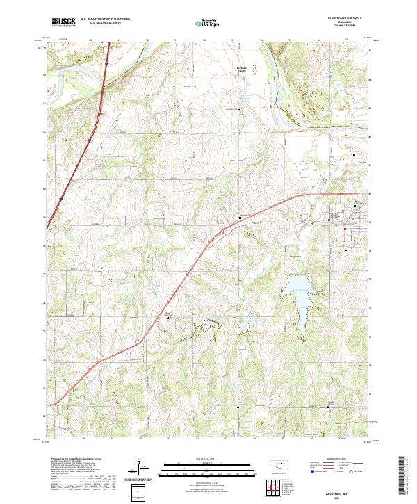 Langston, OK — USGS 7.5-minute topo (2022)