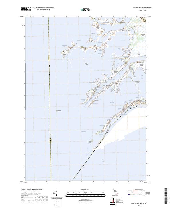 Saint Clair Flats, MI-ON — USGS 7.5-minute topo (2023)