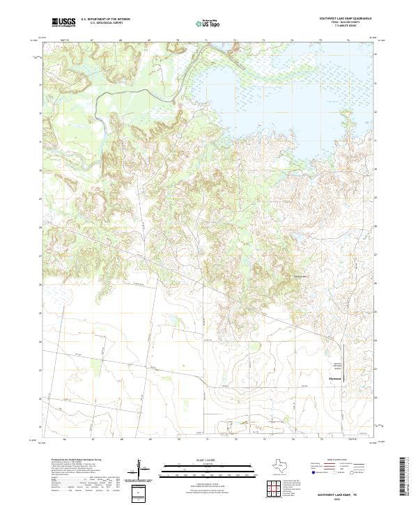 Southwest Lake Kemp, TX — USGS 7.5-minute topo (2022)