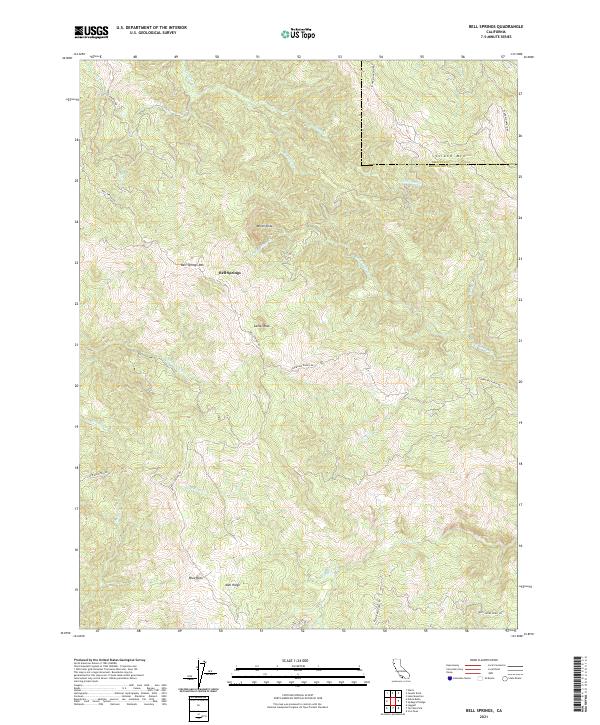 Bell Springs, CA — USGS 7.5-minute topo (2021)