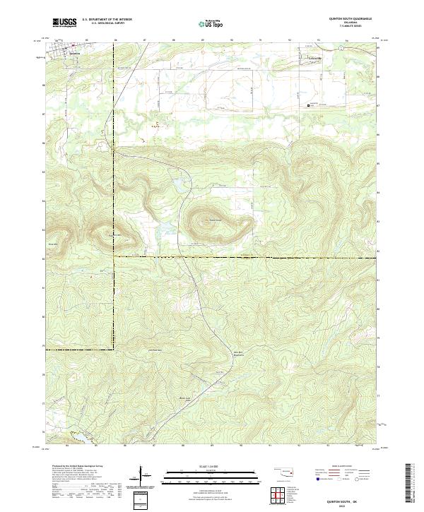 Quinton South, OK — USGS 7.5-minute topo (2022)