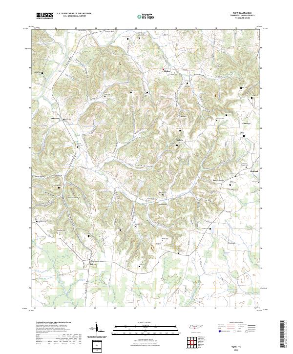 Taft, TN — USGS 7.5-minute topo (2022)