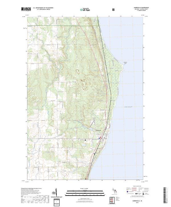 Harrisville, MI — USGS 7.5-minute topo (2023)