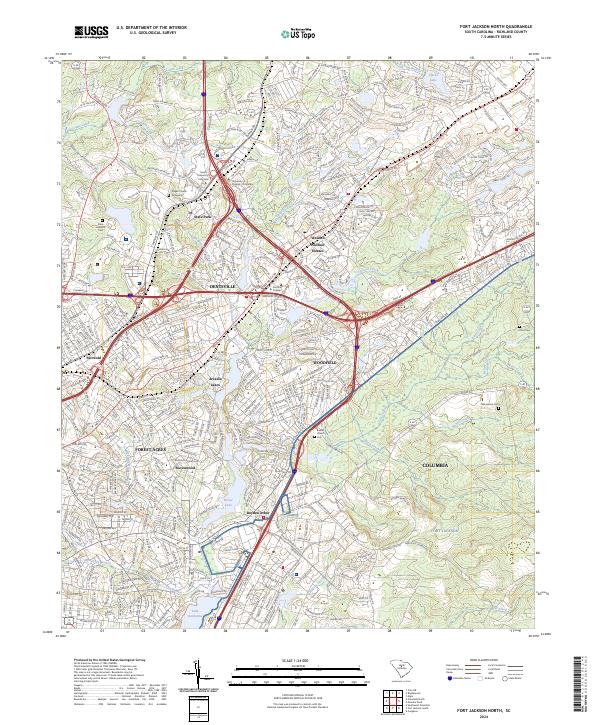 Fort Jackson North, SC — USGS 7.5-minute topo (2024)
