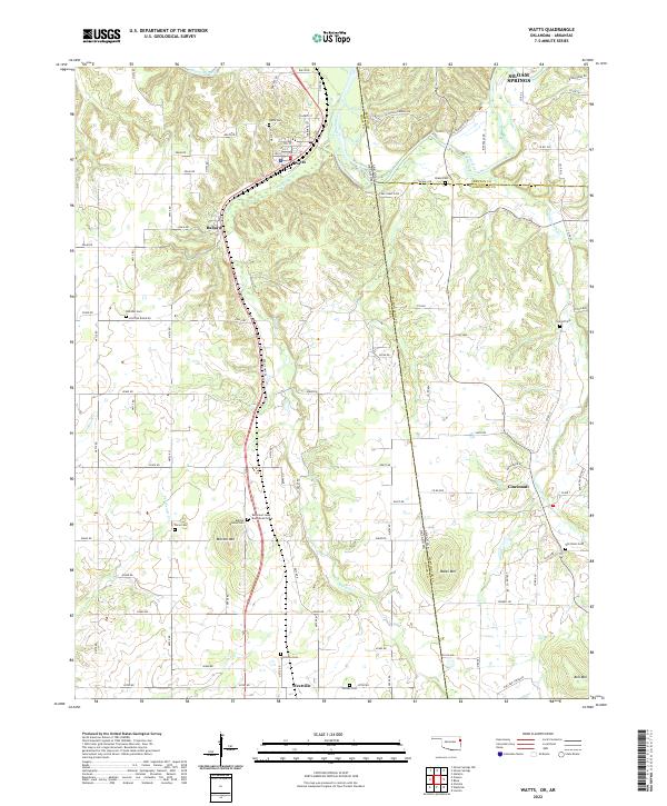 Watts, OK-AR — USGS 7.5-minute topo (2022)