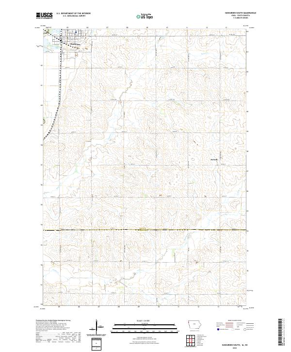 Hawarden South, IA-SD — USGS 7.5-minute topo (2022)
